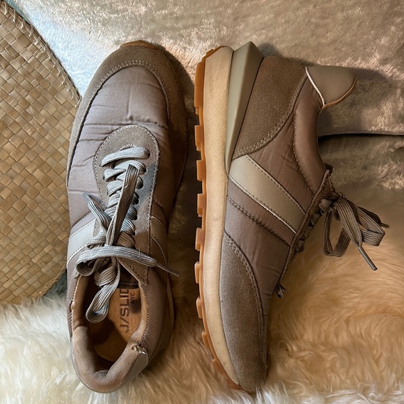 J/SLIDES NYC - khaki leather, suede & nylon sneakers, NWOT - Picture 2 of 10